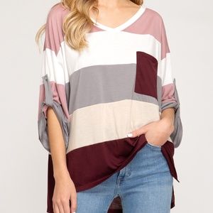 Pink & Wine roll-up hi lo top